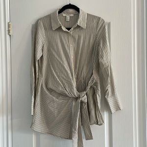 Front-Tie Striped Button Down